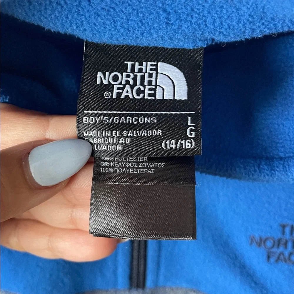 The North Face Boys Large 14/16 Blue & Gray Half Zip Fleece Pullover